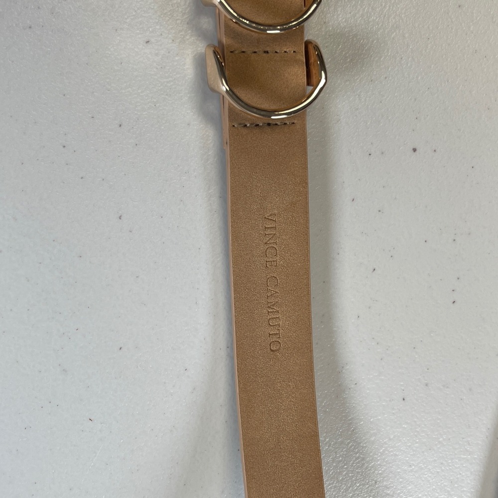 Vince Camuto Women's 2 Pack  of Belts 39" Tan and Burgundy Gold Tone Buckles - Picture 8 of 9